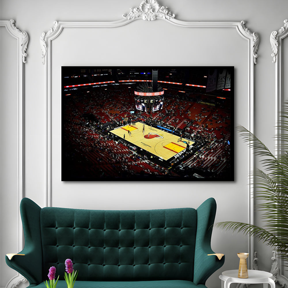 American Airlines Arena View, Stadium Canvas, Sport Art, Gift for him, Framed Art Print Wall Decor, Picture Framed