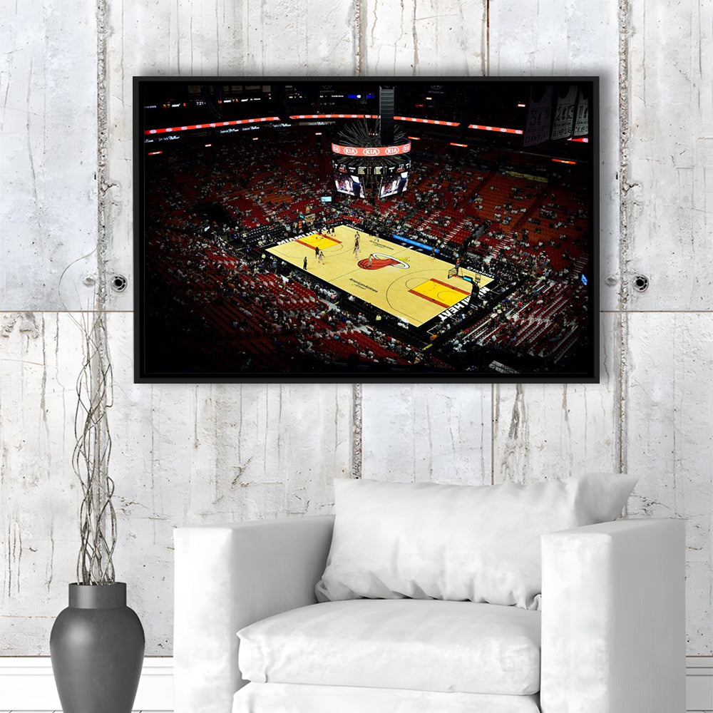 American Airlines Arena View, Stadium Canvas, Sport Art, Framed Canvas Print Wall Art, Floating Frame