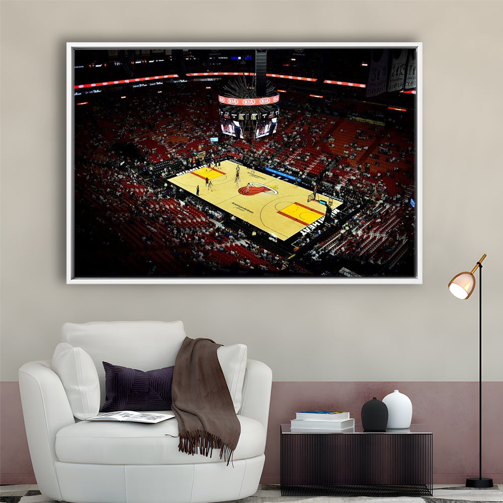 American Airlines Arena View, Stadium Canvas, Sport Art, Framed Canvas Print Wall Art, Floating Frame