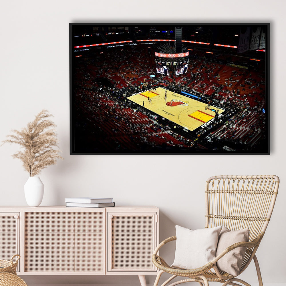 American Airlines Arena View, Stadium Canvas, Sport Art, Framed Canvas Print Wall Art, Floating Frame