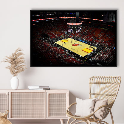 American Airlines Arena View, Stadium Canvas, Sport Art, Framed Canvas Print Wall Art, Floating Frame