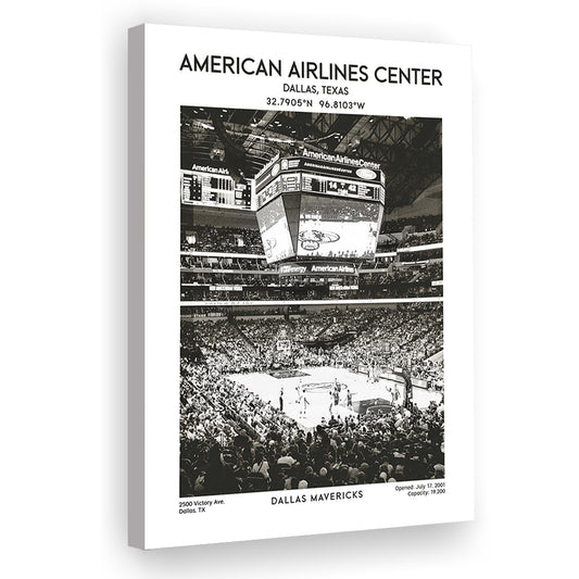 American Airlines Center Stadium Black And White, Basketball Stadium Wall Art, Canvas Prints Wall Art, Man Cave Decor