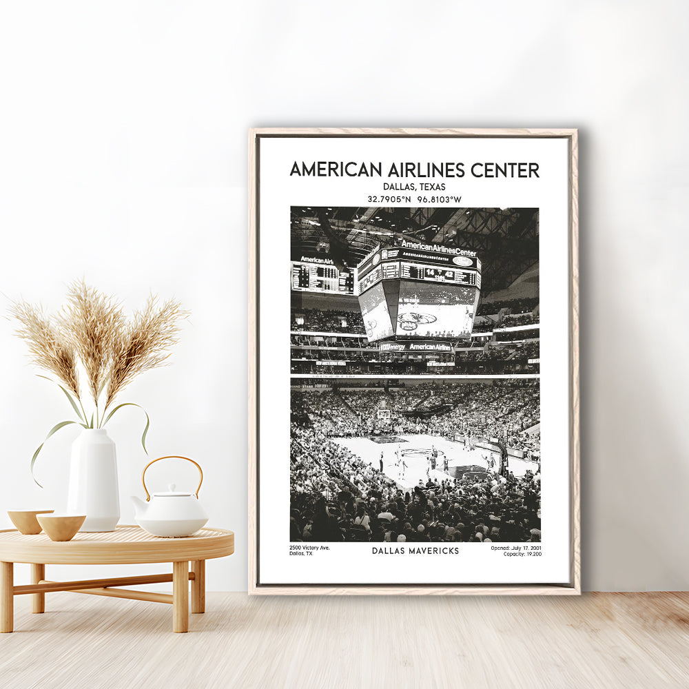 American Airlines Center Stadium Black And White, Basketball Stadium Wall Art, Framed Canvas Prints Wall Art