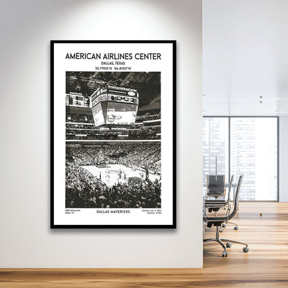 American Airlines Center Stadium Black And White, Basketball Stadium Wall Art, Framed Art Prints Wall Decor