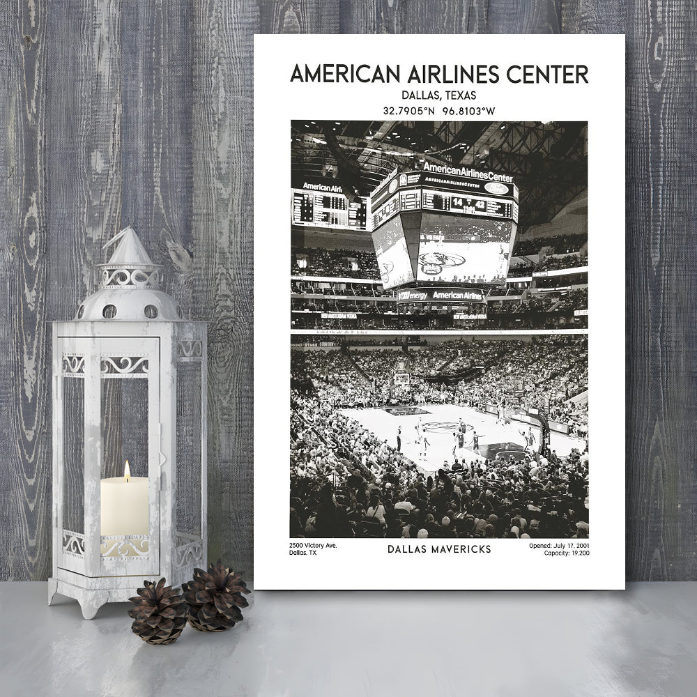 American Airlines Center Stadium Black And White, Basketball Stadium Wall Art, Canvas Prints Wall Art, Man Cave Decor