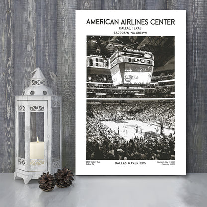 American Airlines Center Stadium Black And White, Basketball Stadium Wall Art, Canvas Prints Wall Art, Man Cave Decor