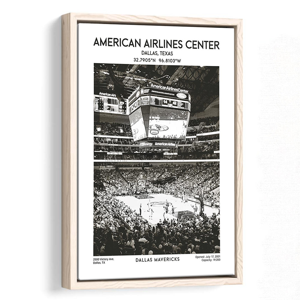 American Airlines Center Stadium Black And White, Basketball Stadium Wall Art, Framed Canvas Prints Wall Art
