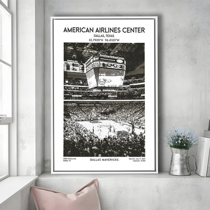 American Airlines Center Stadium Black And White, Basketball Stadium Wall Art, Framed Canvas Prints Wall Art