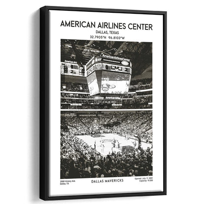 American Airlines Center Stadium Black And White, Basketball Stadium Wall Art, Framed Canvas Prints Wall Art