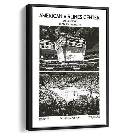American Airlines Center Stadium Black And White, Basketball Stadium Wall Art, Framed Canvas Prints Wall Art