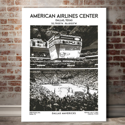 American Airlines Center Stadium Black And White, Basketball Stadium Wall Art, Canvas Prints Wall Art, Man Cave Decor