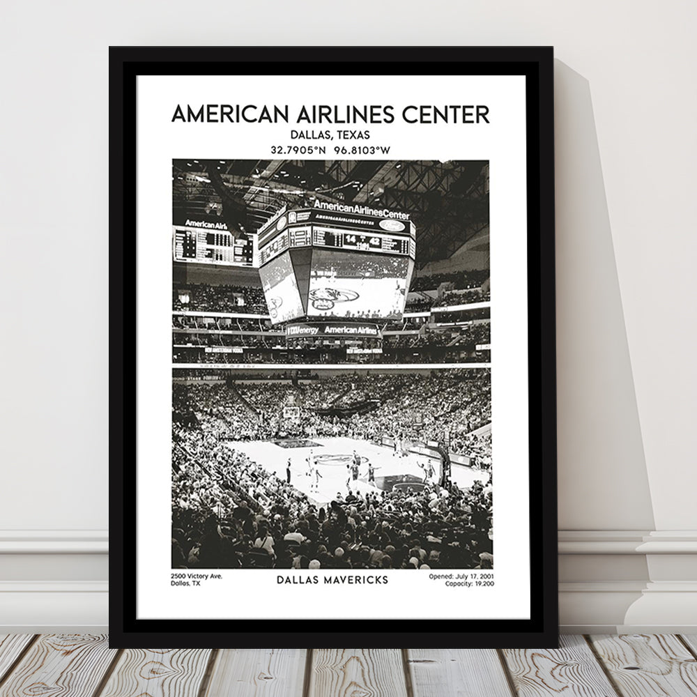 American Airlines Center Stadium Black And White, Basketball Stadium Wall Art, Framed Canvas Prints Wall Art