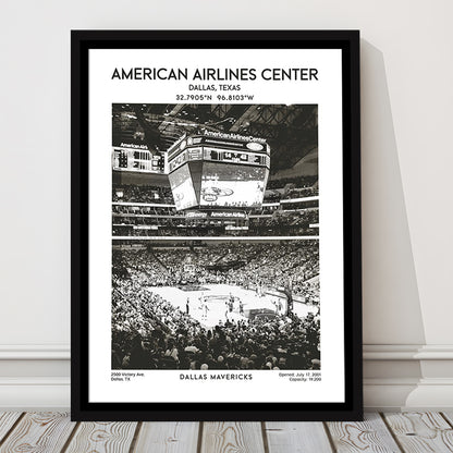 American Airlines Center Stadium Black And White, Basketball Stadium Wall Art, Framed Canvas Prints Wall Art