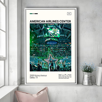 American Airlines Center Stadium Print, Dallas Stars Stadium Canvas Art V1, Man Cave Gift, Floating Framed Canvas Print