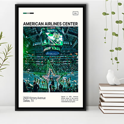 American Airlines Center Stadium Print, Dallas Stars Stadium Canvas Art V1, Man Cave Gift, Floating Framed Canvas Print