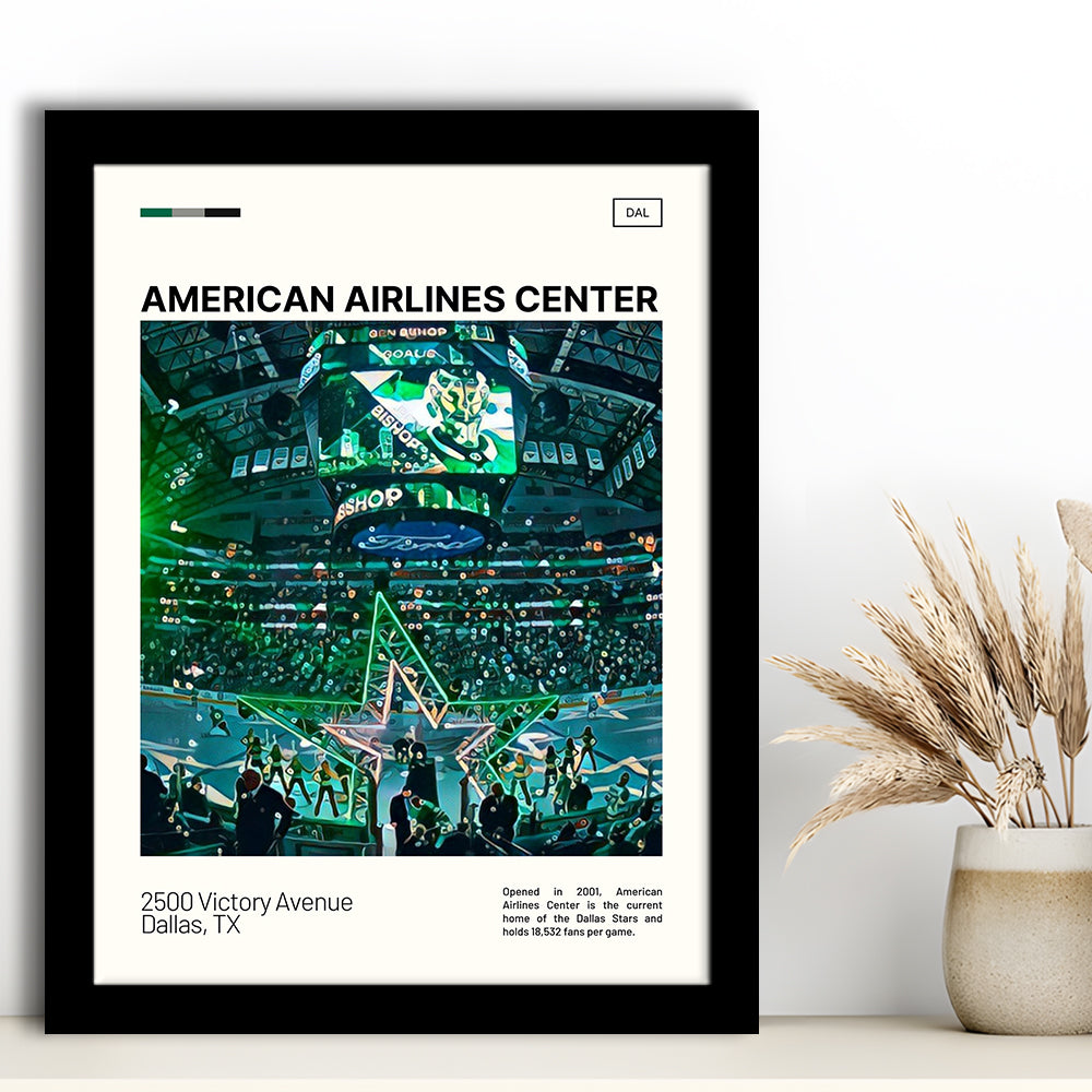 American Airlines Center Stadium Print, Dallas Stars Stadium Art V1, Gifts for him, Sport Art, Framed Art Print Wall Decor