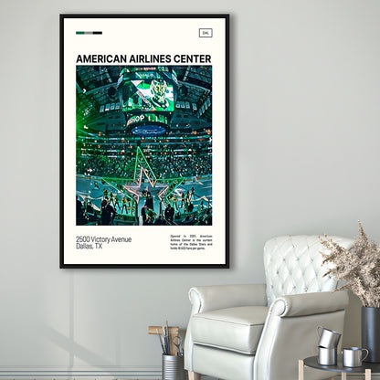 American Airlines Center Stadium Print, Dallas Stars Stadium Canvas Art V1, Man Cave Gift, Floating Framed Canvas Print