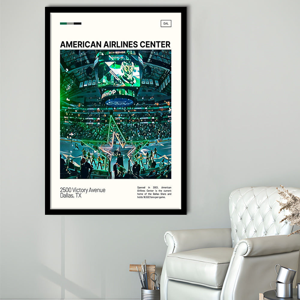 American Airlines Center Stadium Print, Dallas Stars Stadium Art V1, Gifts for him, Sport Art, Framed Art Print Wall Decor