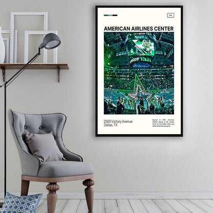 American Airlines Center Stadium Print, Dallas Stars Stadium Canvas Art V1, Man Cave Gift, Floating Framed Canvas Print