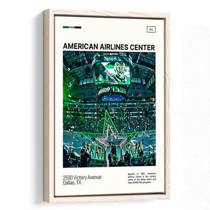 American Airlines Center Stadium Print, Dallas Stars Stadium Canvas Art V1, Man Cave Gift, Floating Framed Canvas Print