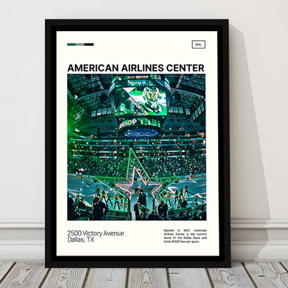 American Airlines Center Stadium Print, Dallas Stars Stadium Canvas Art V1, Man Cave Gift, Floating Framed Canvas Print