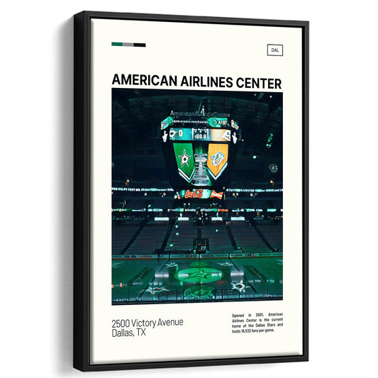 American Airlines Center Stadium Print, Dallas Stars Stadium Canvas Art V2, Man Cave Gift, Floating Framed Canvas Print