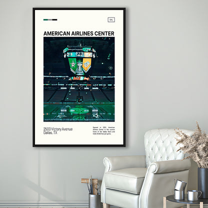 American Airlines Center Stadium Print, Dallas Stars Stadium Canvas Art V2, Man Cave Gift, Floating Framed Canvas Print
