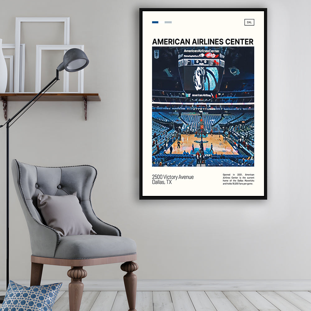 American Airlines Center Stadium Print, Dallas Mavericks Stadium Canvas Art, Man Cave Gift, Floating Framed Canvas Print