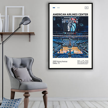American Airlines Center Stadium Print, Dallas Mavericks Stadium Canvas Art, Man Cave Gift, Floating Framed Canvas Print
