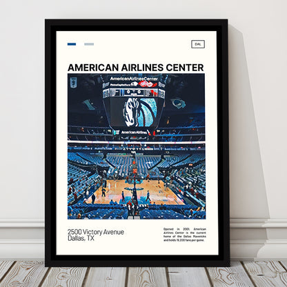 American Airlines Center Stadium Print, Dallas Mavericks Stadium Canvas Art, Man Cave Gift, Floating Framed Canvas Print