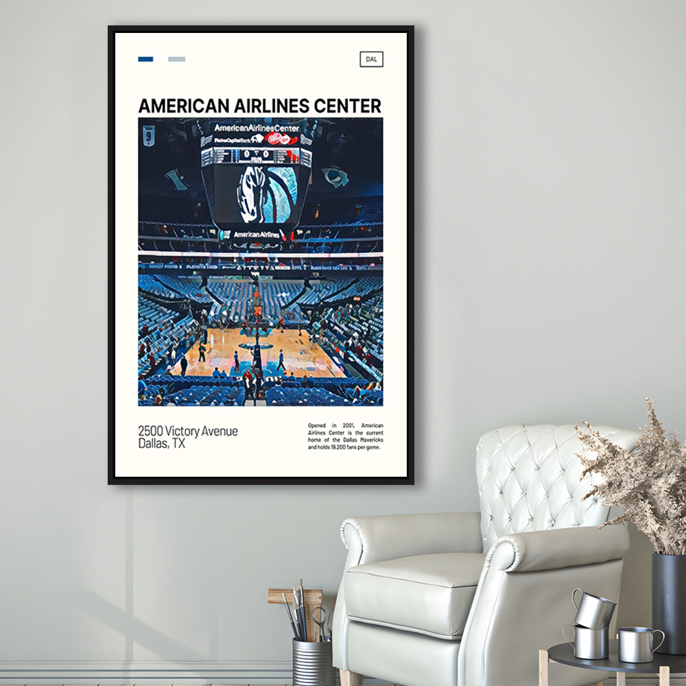 American Airlines Center Stadium Print, Dallas Mavericks Stadium Canvas Art, Man Cave Gift, Floating Framed Canvas Print