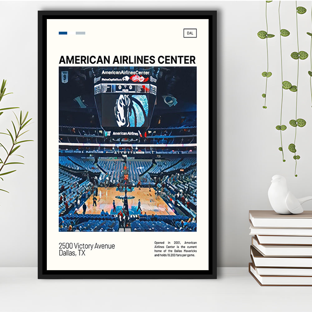 American Airlines Center Stadium Print, Dallas Mavericks Stadium Canvas Art, Man Cave Gift, Floating Framed Canvas Print