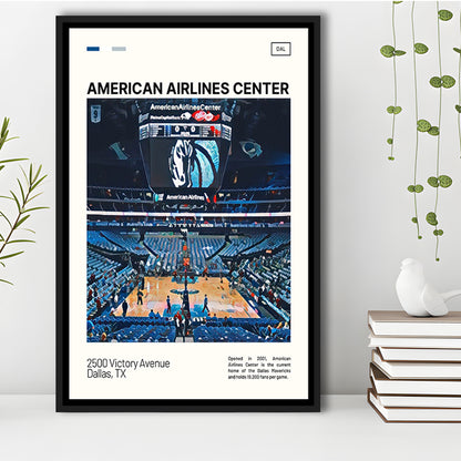 American Airlines Center Stadium Print, Dallas Mavericks Stadium Canvas Art, Man Cave Gift, Floating Framed Canvas Print