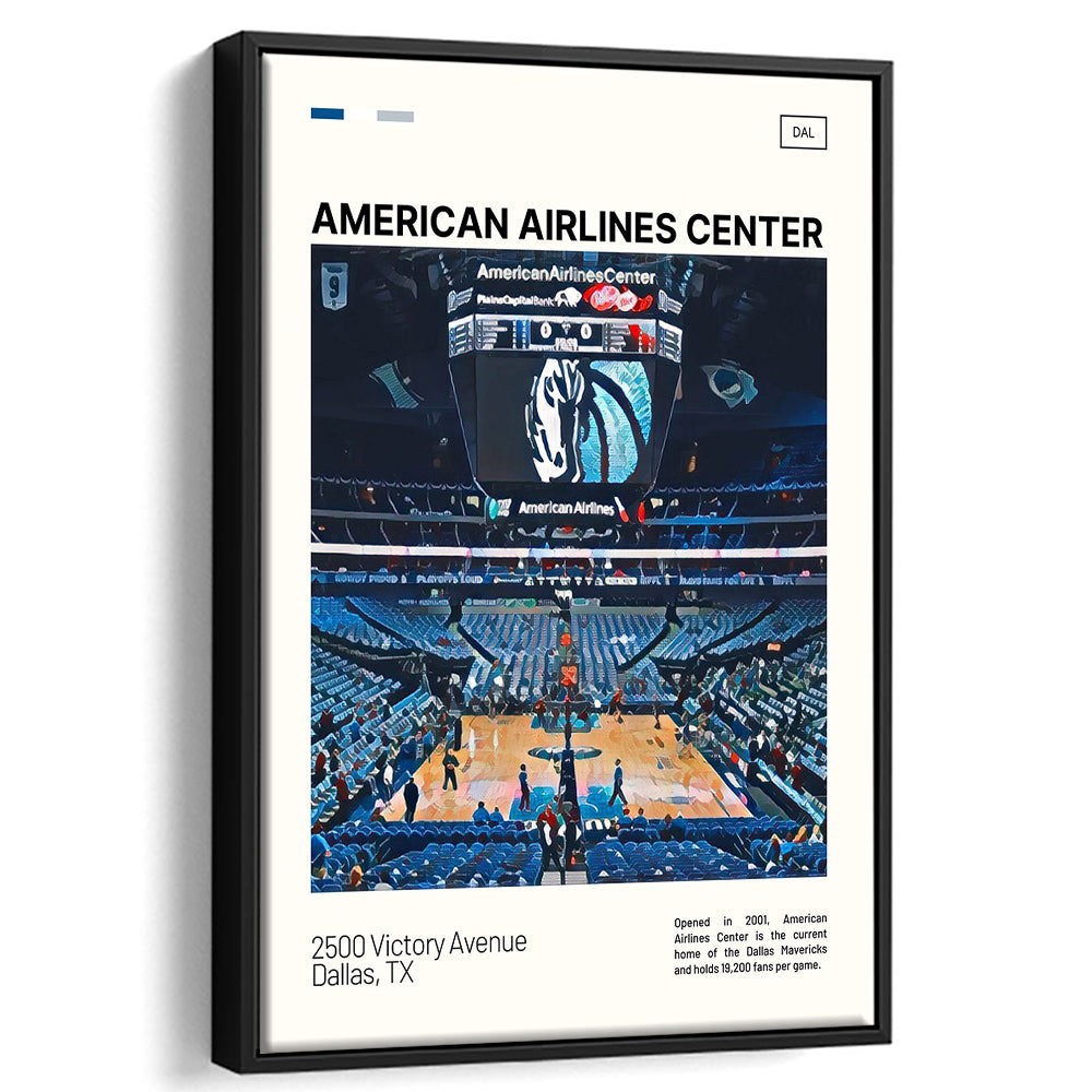 American Airlines Center Stadium Print, Dallas Mavericks Stadium Canvas Art, Man Cave Gift, Floating Framed Canvas Print