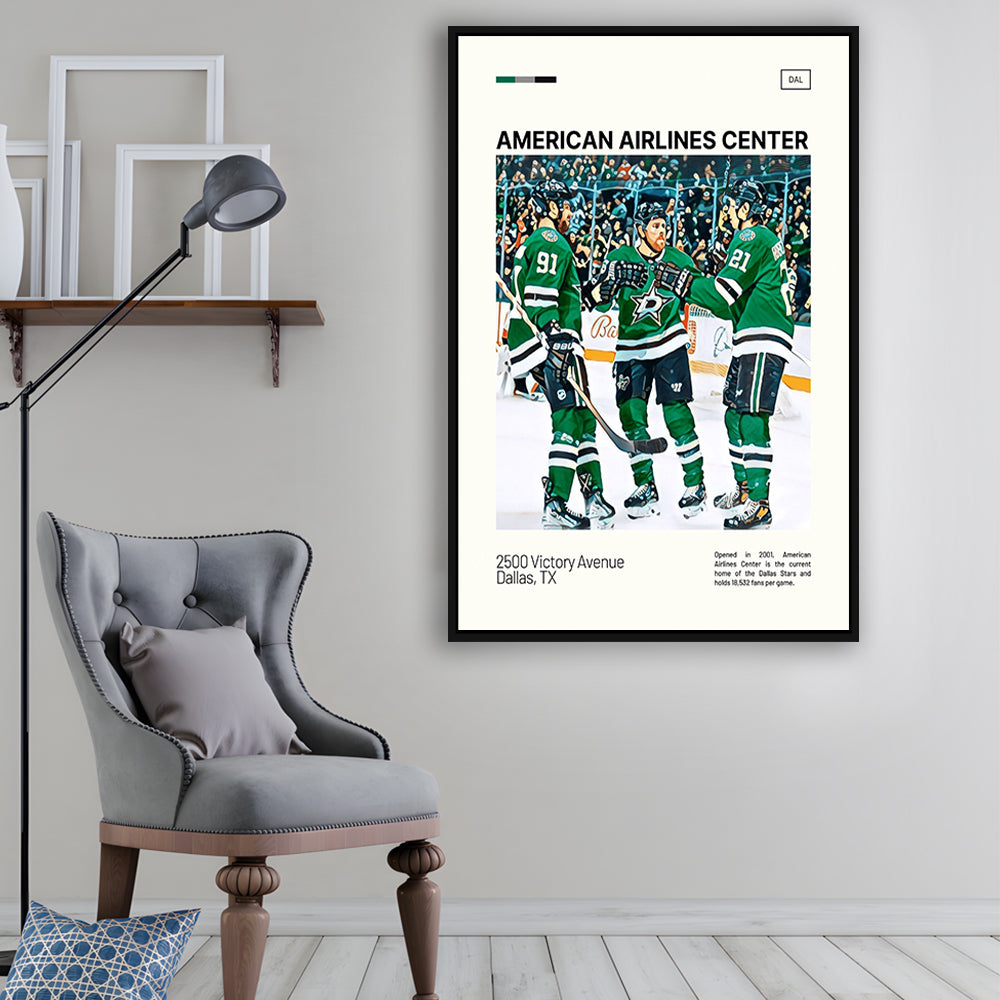 American Airlines Center Stadium Print, Dallas Stars Stadium Canvas Art100, Man Cave Gift, Floating Framed Canvas Print