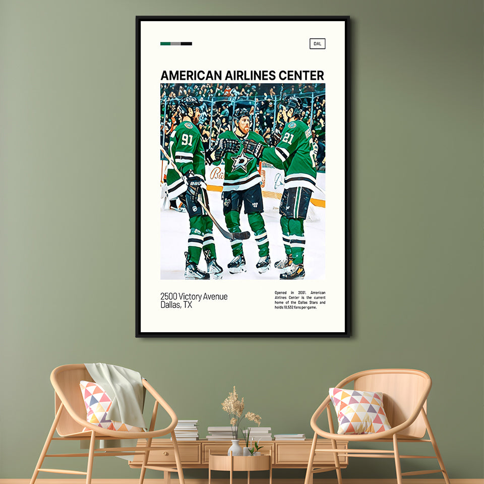 American Airlines Center Stadium Print, Dallas Stars Stadium Canvas Art100, Man Cave Gift, Floating Framed Canvas Print