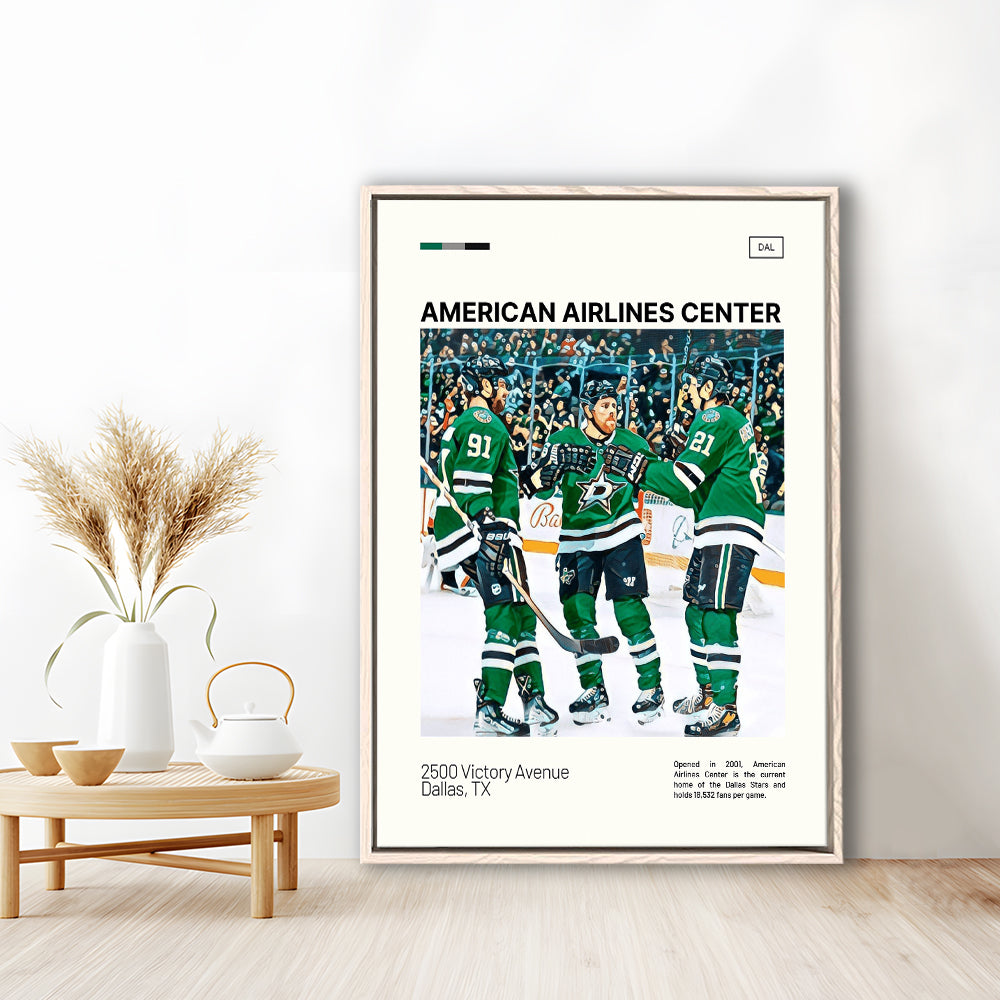 American Airlines Center Stadium Print, Dallas Stars Stadium Canvas Art100, Man Cave Gift, Floating Framed Canvas Print