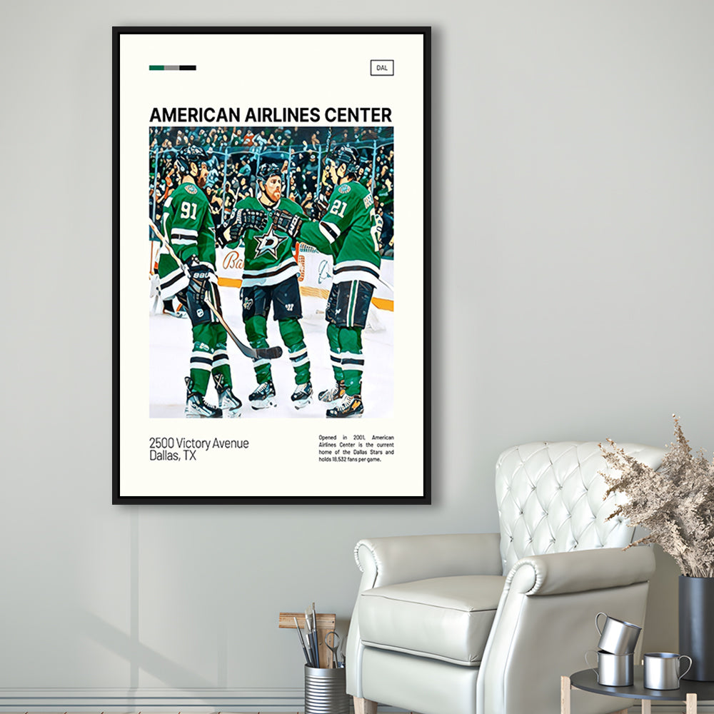 American Airlines Center Stadium Print, Dallas Stars Stadium Canvas Art100, Man Cave Gift, Floating Framed Canvas Print