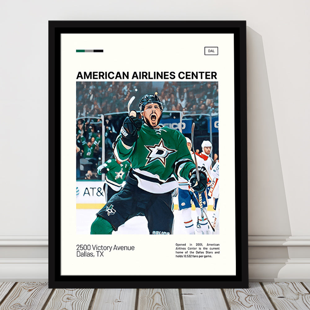 American Airlines Center Stadium Print, Dallas Stars Stadium Canvas Art, Man Cave Gift, Floating Framed Canvas Print