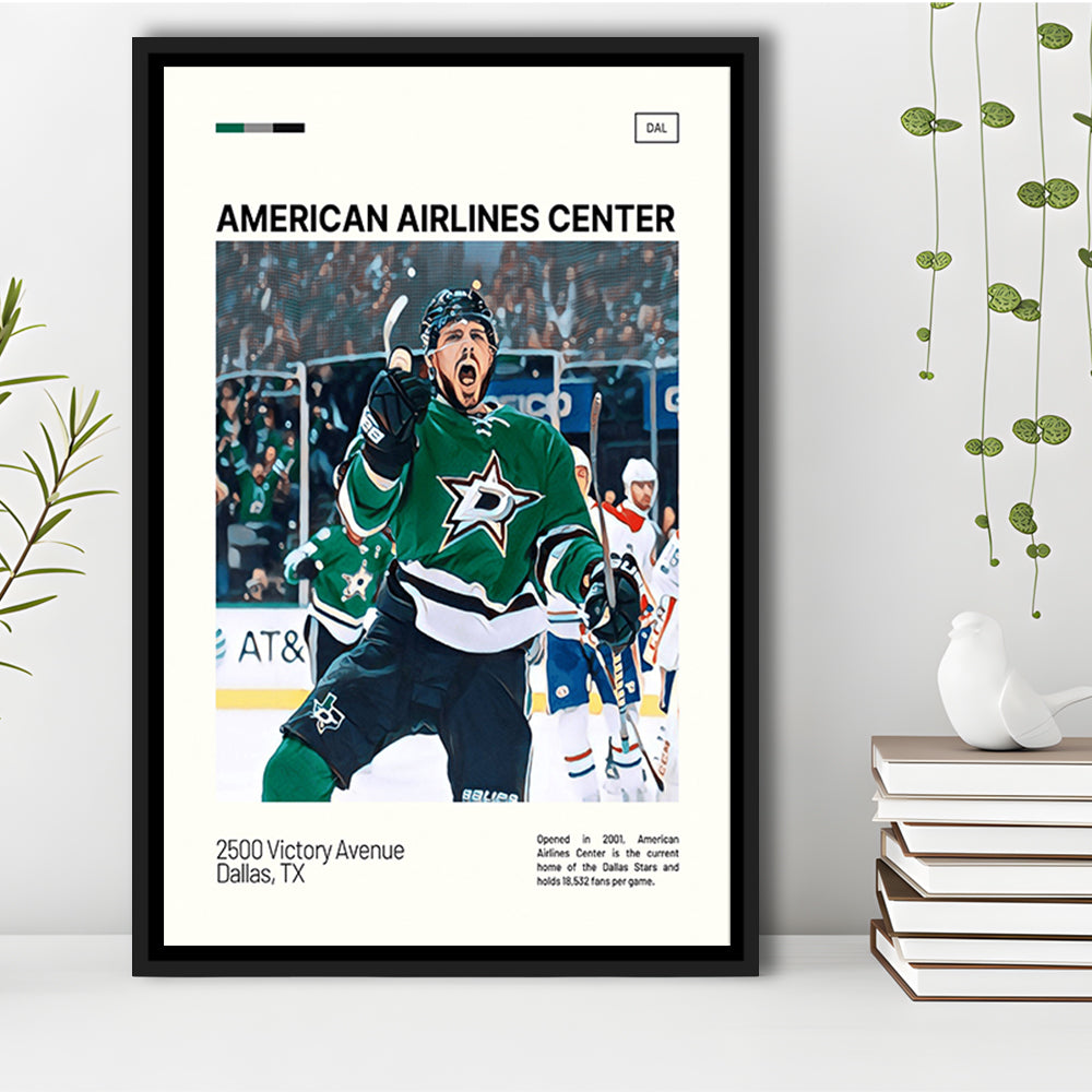American Airlines Center Stadium Print, Dallas Stars Stadium Canvas Art, Man Cave Gift, Floating Framed Canvas Print