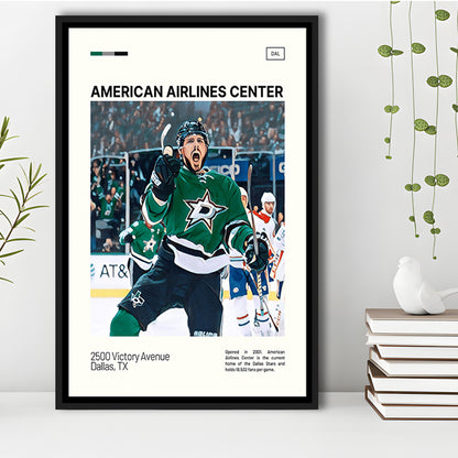 American Airlines Center Stadium Print, Dallas Stars Stadium Canvas Art, Man Cave Gift, Floating Framed Canvas Print