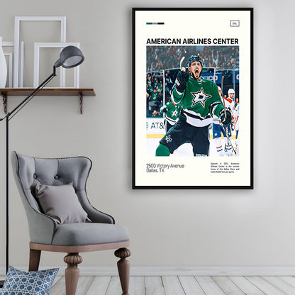 American Airlines Center Stadium Print, Dallas Stars Stadium Canvas Art, Man Cave Gift, Floating Framed Canvas Print