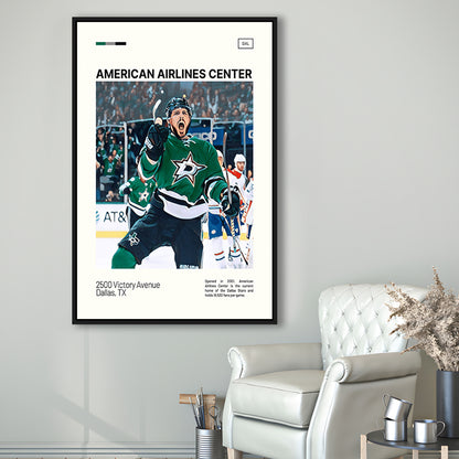 American Airlines Center Stadium Print, Dallas Stars Stadium Canvas Art, Man Cave Gift, Floating Framed Canvas Print