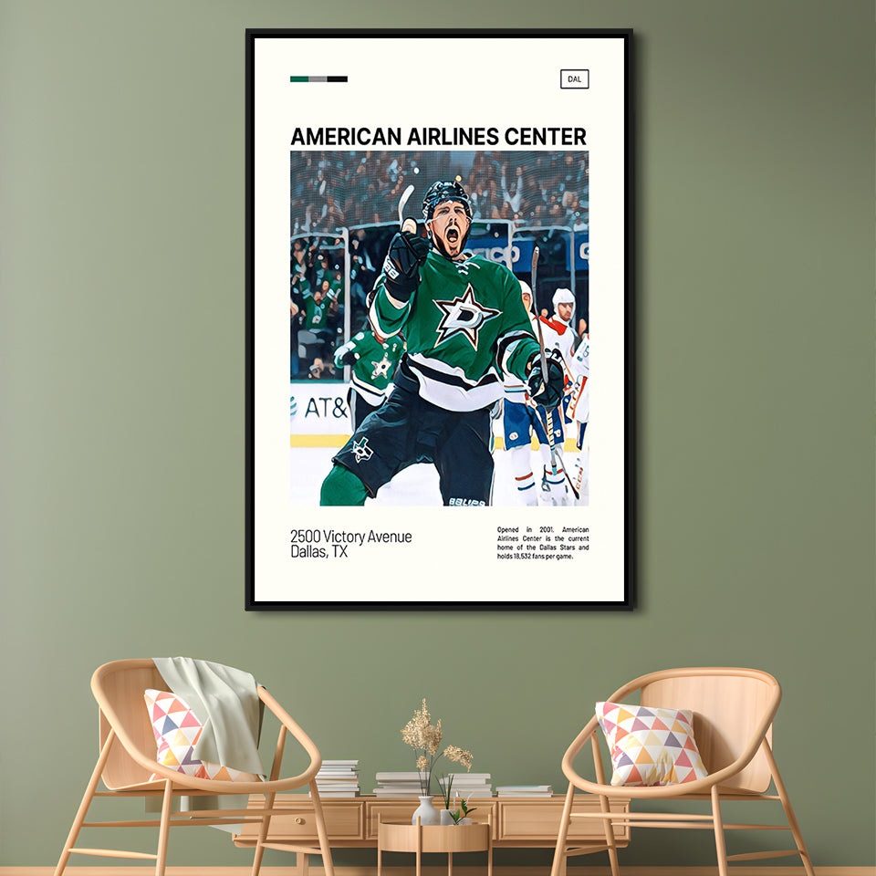 American Airlines Center Stadium Print, Dallas Stars Stadium Canvas Art, Man Cave Gift, Floating Framed Canvas Print