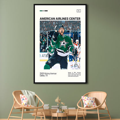 American Airlines Center Stadium Print, Dallas Stars Stadium Canvas Art, Man Cave Gift, Floating Framed Canvas Print