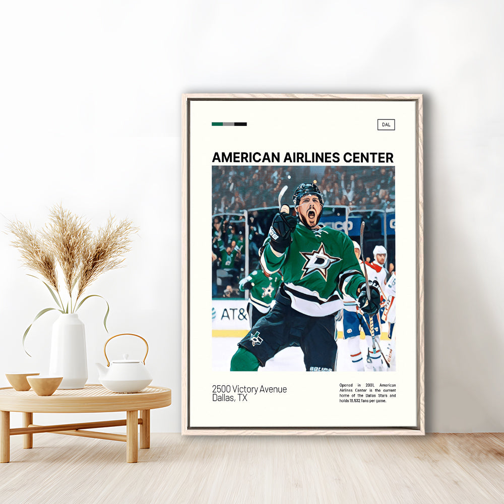 American Airlines Center Stadium Print, Dallas Stars Stadium Canvas Art, Man Cave Gift, Floating Framed Canvas Print