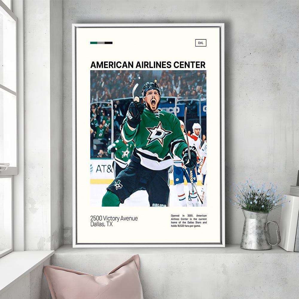 American Airlines Center Stadium Print, Dallas Stars Stadium Canvas Art, Man Cave Gift, Floating Framed Canvas Print
