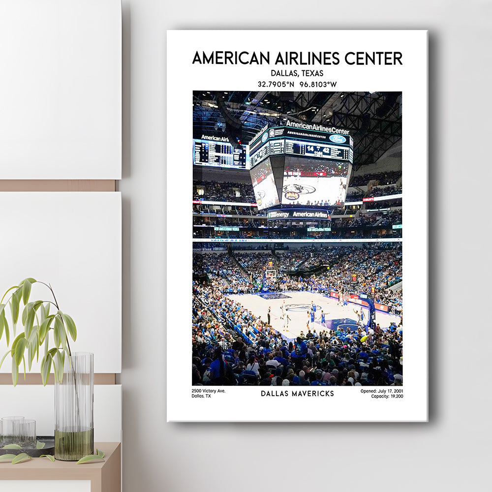 American Airlines Center Print, Dallas Mavericks Basketball Stadium Wall Art, Canvas Prints Wall Art, Man Cave Decor