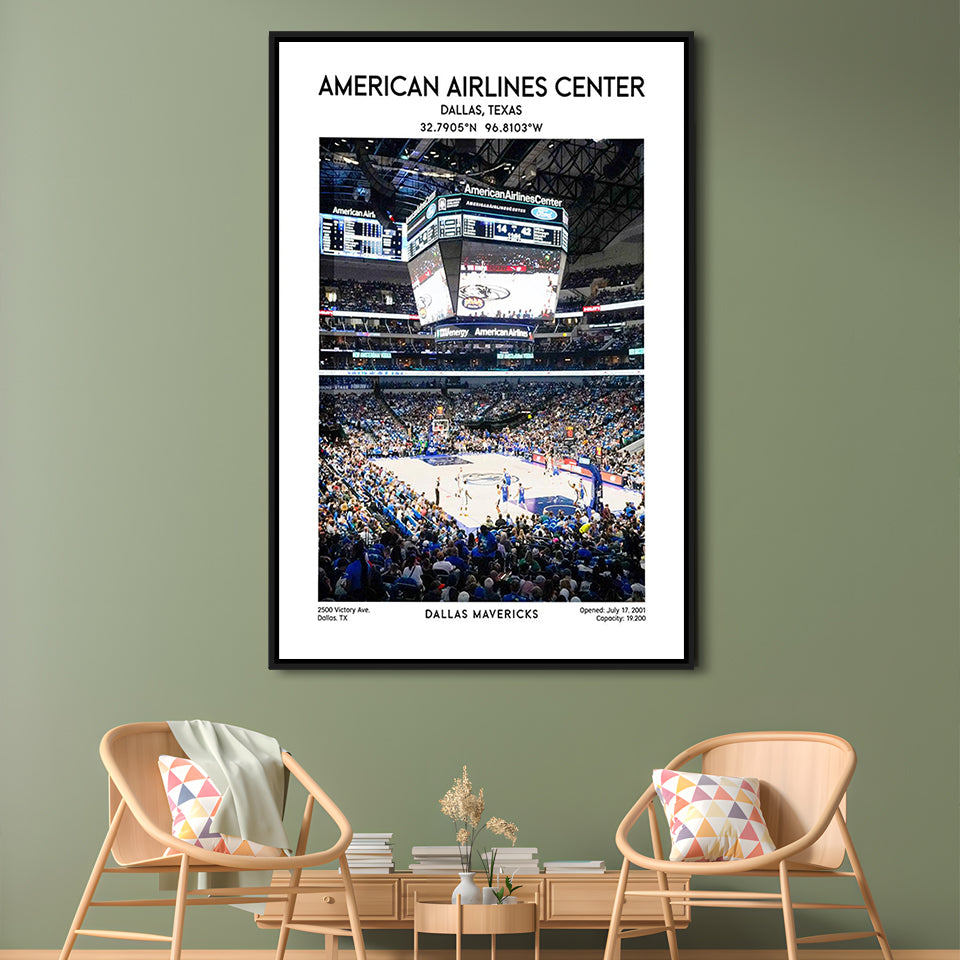 American Airlines Center Print, Dallas Mavericks Basketball Stadium Wall Art, Framed Canvas Prints Wall Art