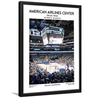 American Airlines Center Print, Dallas Mavericks Basketball Stadium Wall Art, Framed Art Prints Wall Decor